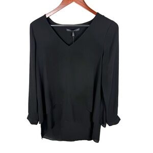 White House Black Market V Neck Double Layer Tunic NWT